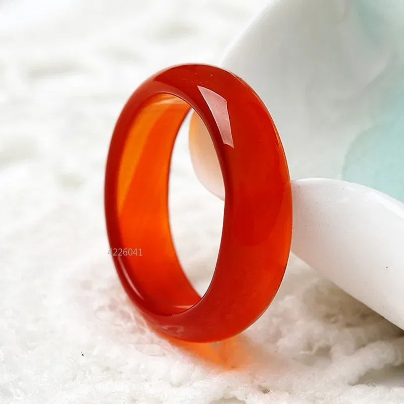 Main Stone Color: WHITE - Natural Chalcedony Hand-carved Jade Ring Fashion Jewelry Gift Jade Rings Various Colors Lovers Gemstones Accessories Wholesale
