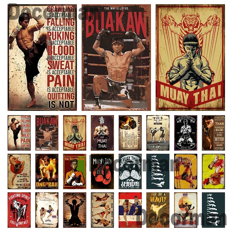Color: Blue - [ Mike86 ] Muay Thai Tin Sign Wall Home Boxing Thailand Metal Poster art Painting Pub LTA-3188 20*30 CM