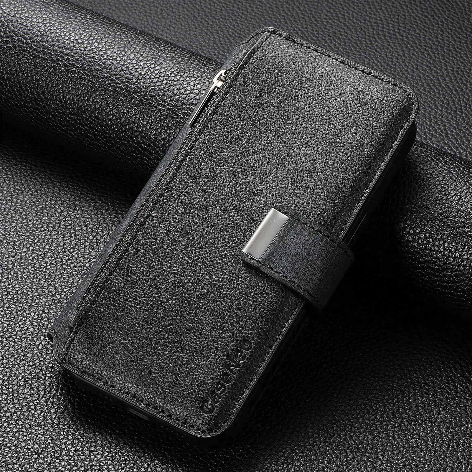 Color: Beige, Material: CANVAS - With Magsafe Wallet Case For Xiaomi Poco X6 X5 X3 M6 M5S M4 M3 F6 F5 Pro F3 C31 Zipper Leather Multi 6 Card Slot Removable Cover