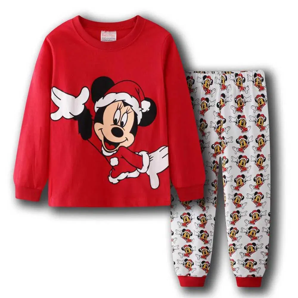 Color: GRAY, Kid Size: 6 - MINISO Disney Boys Girls Pajamas Sets Kids Toddler 2 to 3 4 5 6 7 Years Cotton Long Sleeve Spring Fall Children Homewear Pijamas