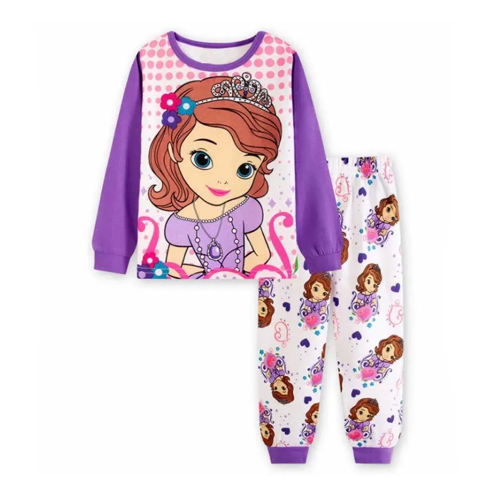 Color: GRAY, Kid Size: 6 - MINISO Disney Boys Girls Pajamas Sets Kids Toddler 2 to 3 4 5 6 7 Years Cotton Long Sleeve Spring Fall Children Homewear Pijamas