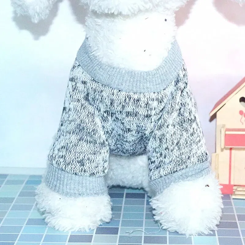 Size: XXL, Color: GRAY - Dog Warm Clothes Spring Autumn Winter Cute Fashion Jacket Round Neck Sweater Pet Supplies Teddy Dog Cat Clothing Pet Accessories