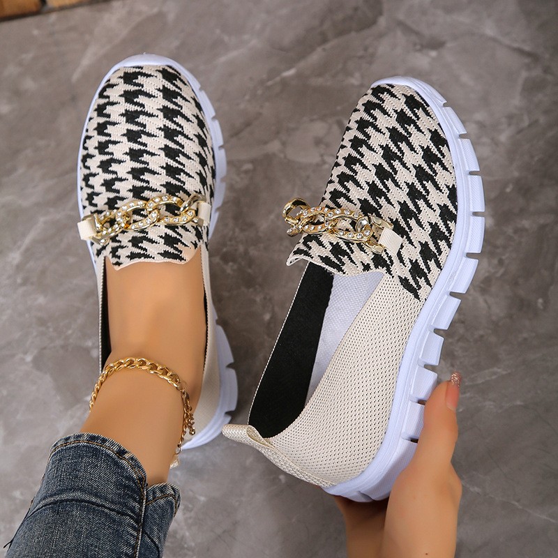 Breezy Houndstooth Mesh Loafers