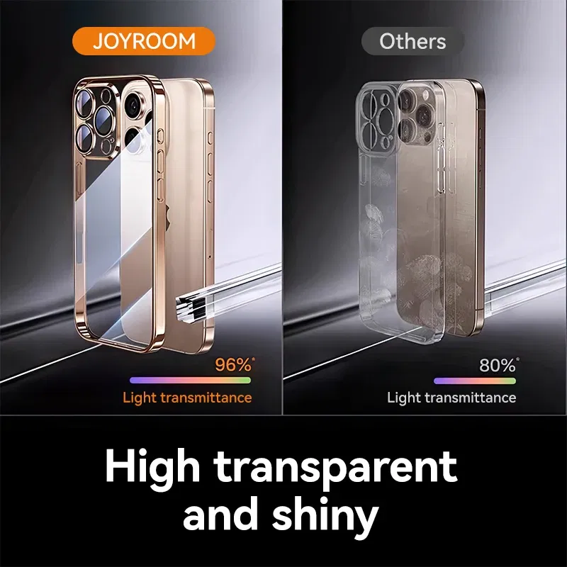 Color: Blue, Material: EVA - Joyroom Case For iPhone 16 15 14 13 Pro Max Transparent Cover For iPhone 16 Pro Max Soft TPU Anti-drop Case With Len Protection