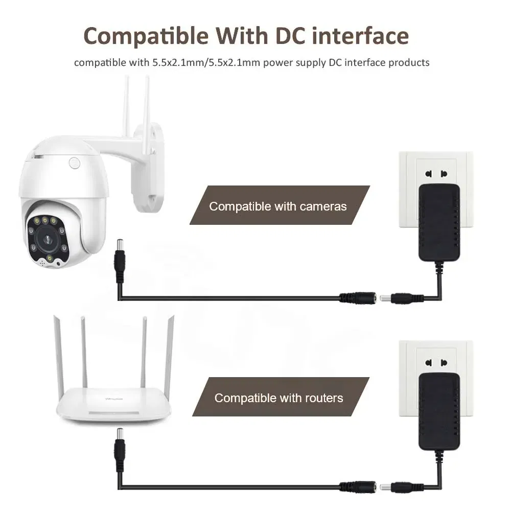 Color: black - DC 12V Extension Power Cable 2.1mm*5.5mm Male To Female Connect Wire White Black 0.5m 1m 2m 3m 5m 10m For LED Light CCTV Camera