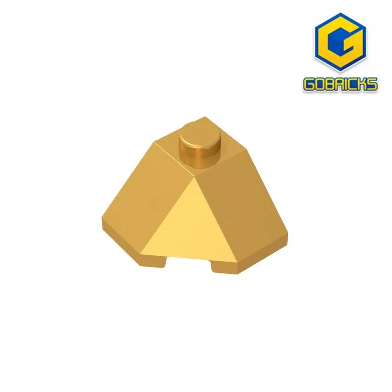 Color: Yellow - Gobricks GDS-802 ROOF TILE 2X2X1 45 DEGR.-BOT.45DEGR. compatible with lego 13548 children's DIY Educational Building Blocks Tech