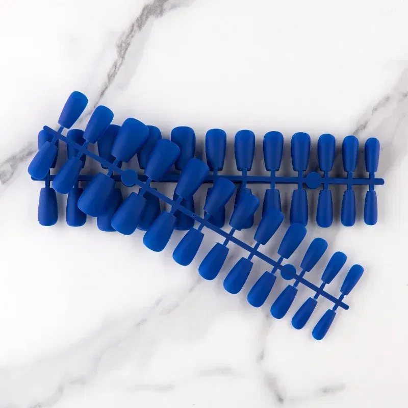 Color: WHITE - 24Pcs Blue Frosted Matte Square False Nail Ballet Press on Nails Tips for Nails Art Artificial Fingernails Fake Nail