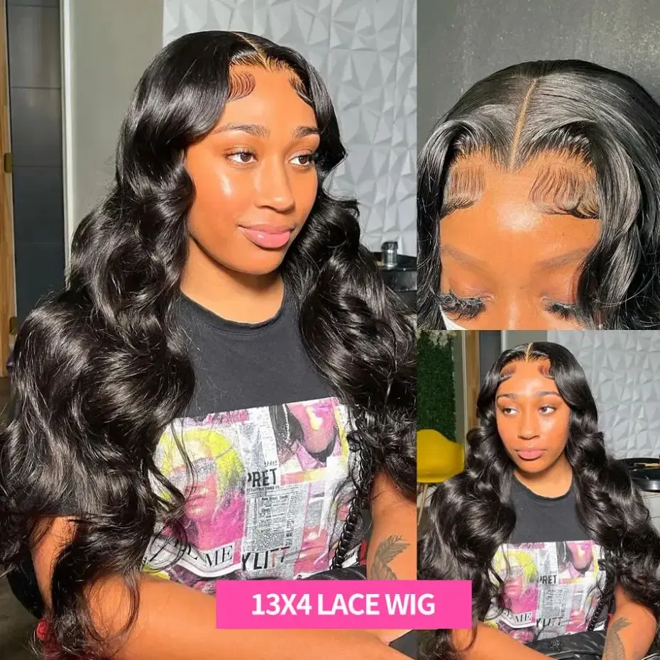 Color: #1, Ships From: CHINA, Stretched Length: 32inches, Density: 150% - 13x6 13x4 Body Wave Glueless Wig HD Transparent Lace Front Wig Human Hair Pre Plucked Brazilian 4x4 Lace Closure Wigs For Women