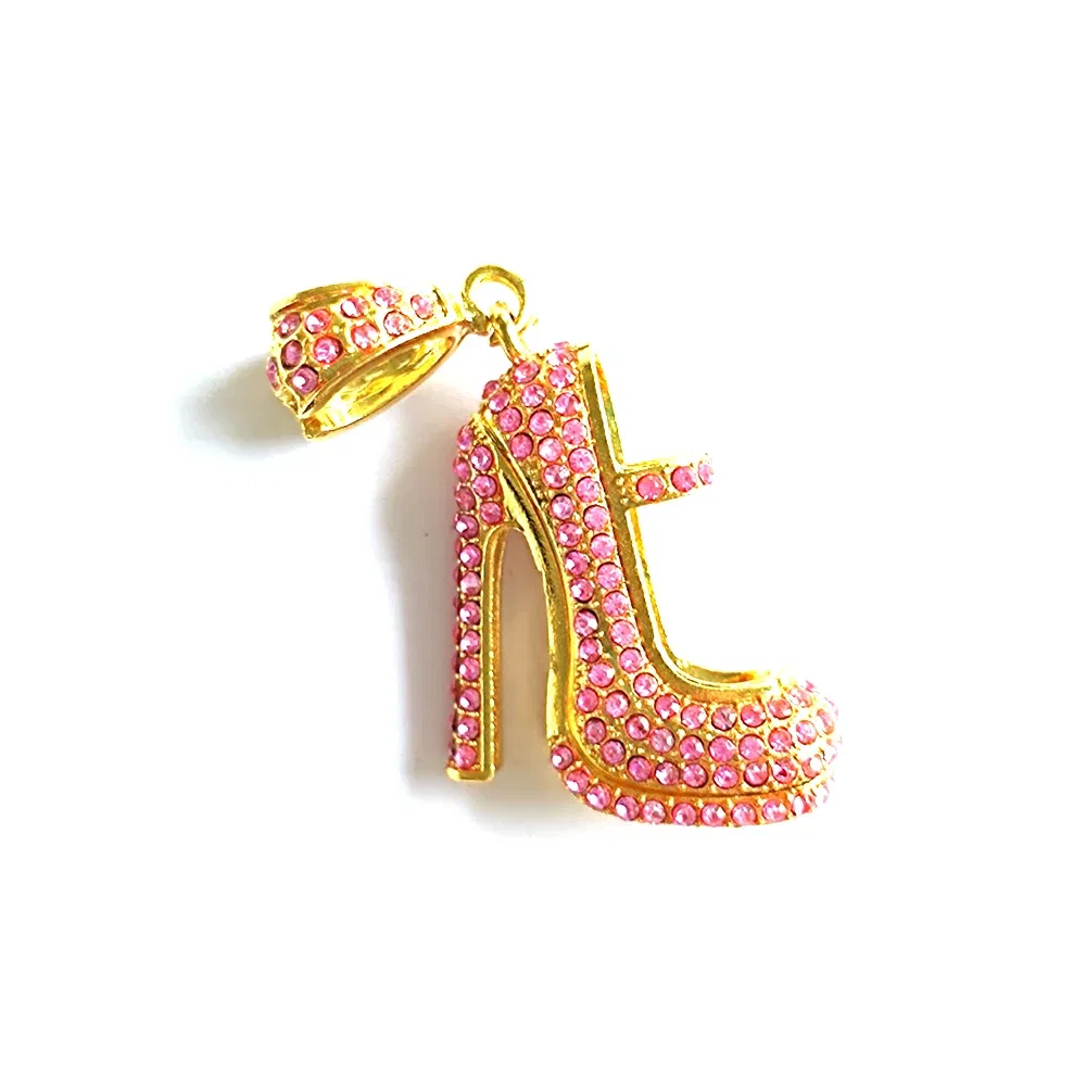 Metal color: Antique Bronze Plated - 1pc High Heel Shoe Charms for Women DIY Jewelry Accessories S9