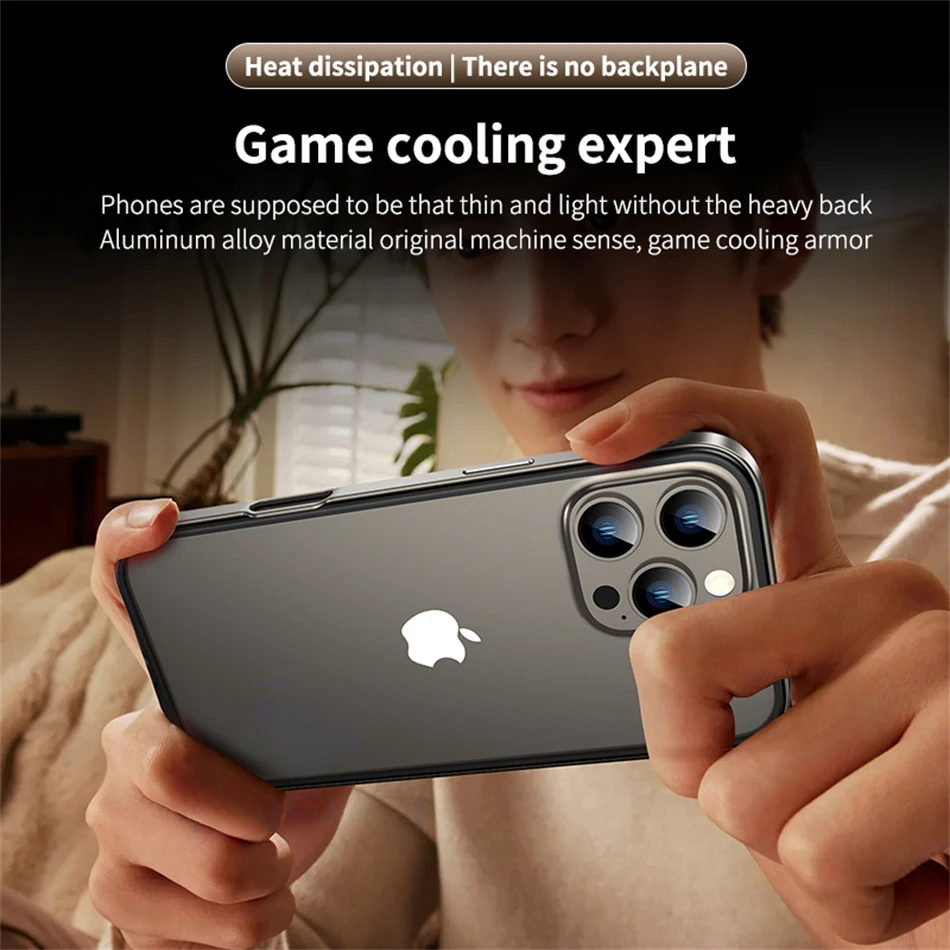 Color: Clear, Material: Aluminum - Titanium Metal Frame Bumper Shockproof Case for IPhone 16 15 Pro Max Plus 5G for Apple Solid Colour Protection Phone Cover