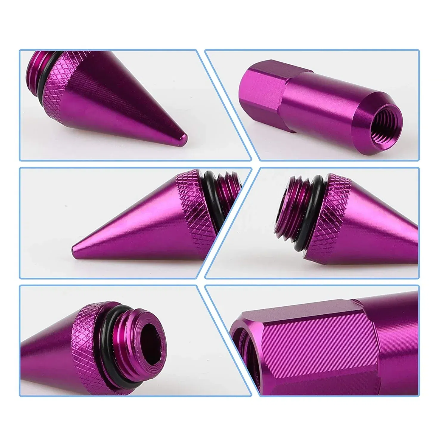 Color Name: Black, Specifications: M12x1.5 - 20pcs 8 Colors Car Accessories Wheel Nuts M12x1.5 M12x1.25 Aluminum 60mm Extended Tuner Spike Lug Nuts For Cadillac Lincoln