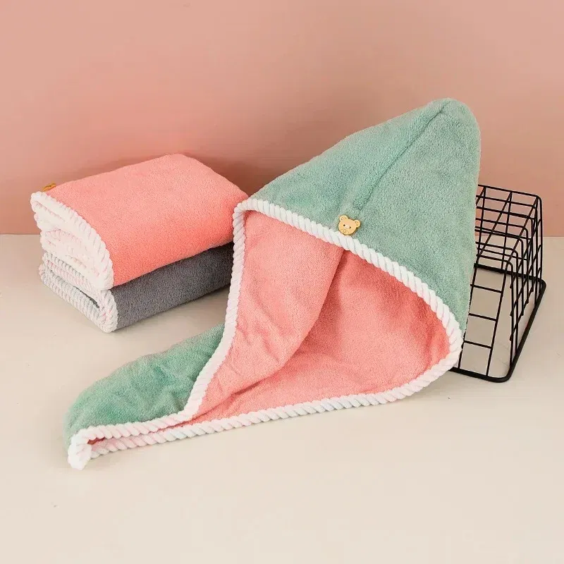 Color: MULTI - Double-Layered Ultra-Absorbent Microfiber Hair Towel Quick-Dry Design for Shower Gym & Spa Use