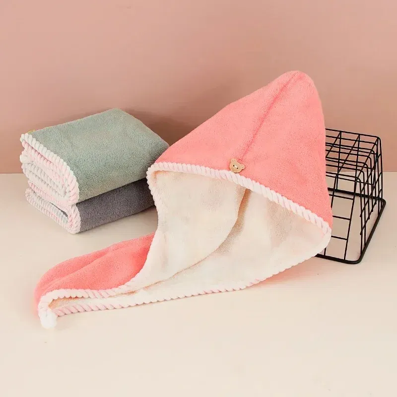 Color: MULTI - Double-Layered Ultra-Absorbent Microfiber Hair Towel Quick-Dry Design for Shower Gym & Spa Use