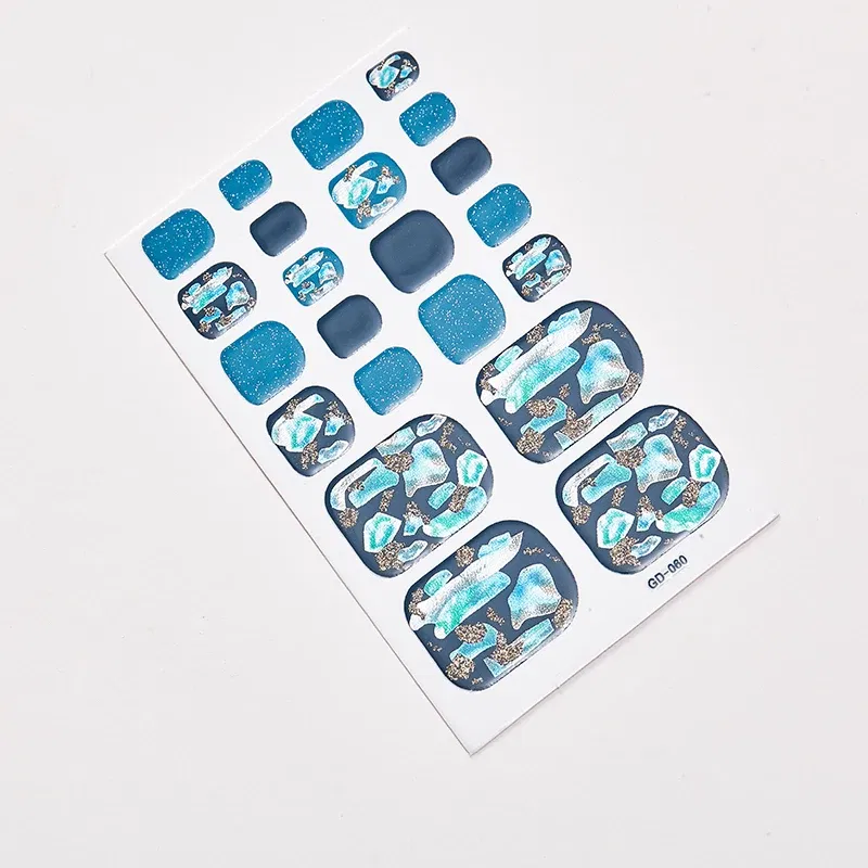 Color: Lightblue - 22 Tips/Sheet Women Salon Nail Wraps DIY Self Adhesive Nail Sticker Decals Plain Stickers Nails Sticker Designer Designed