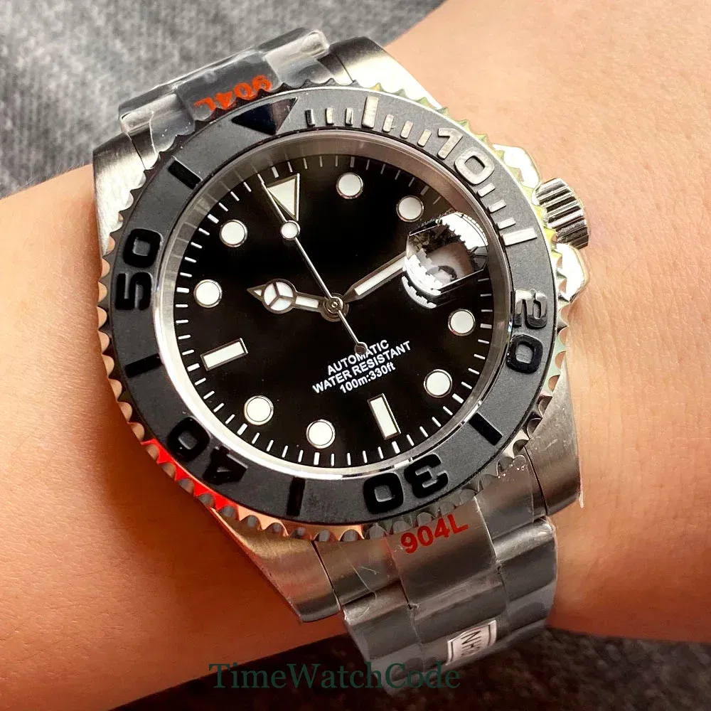Color: Multicolor, Size: Option 1 - Sterile Men's Watch 40mm Genuine NH35 Automatic Movement 10ATM Water Resist Sapphire Glass Black Dial Date 316L Oyster Bracelet
