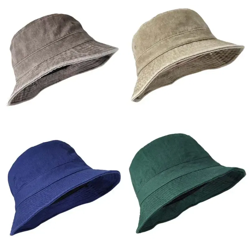 Color: black, Size: XS?€old?‰ - Korean Big Head Washed Denim Bucket Hats Men Cotton Sun Hat Plus Size 64cm Oversize Bob Panama Unisex Big Size Fisherman Cap