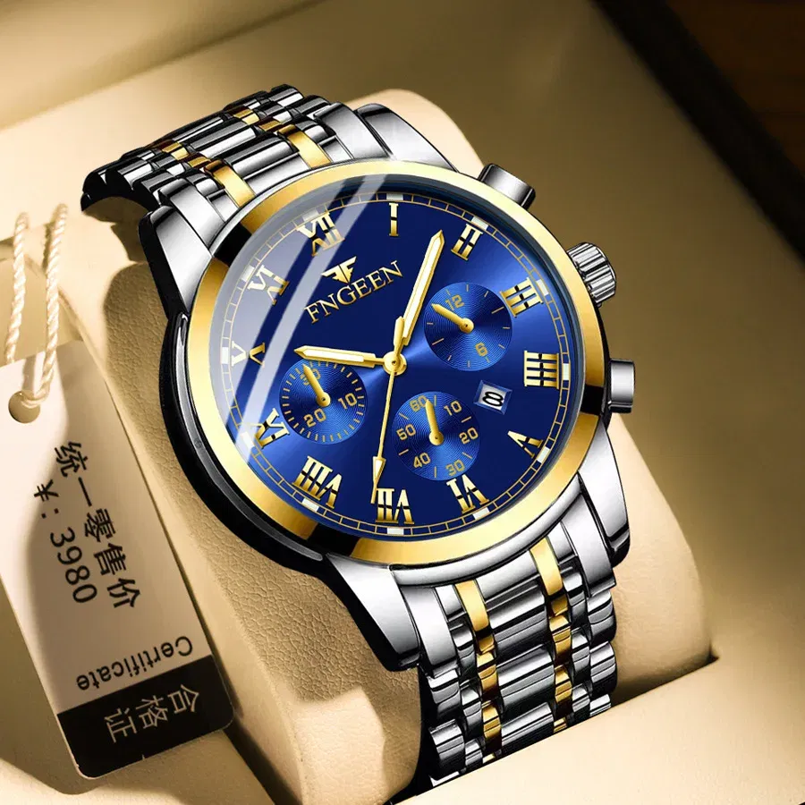 Color: BRONZE - BINBONG Men Watches 2023 Top Brand Luxury Waterproof Date Clock Male Steel Strap Casual Quartz Watch Sports Wrist Watch Men 4006