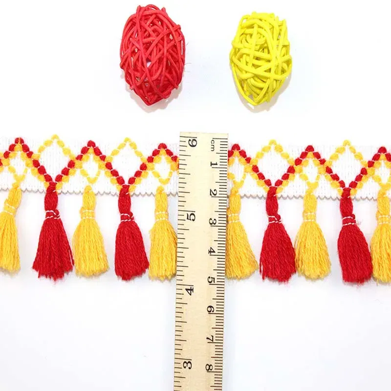 Color: Antique Brass - 1Yard Lace Ribbon Sewing Trim Tassel Trim Lace Fabric Sewing Fringe Sewing Lace Kintted Fabric Handmade DIY Craft Accessories