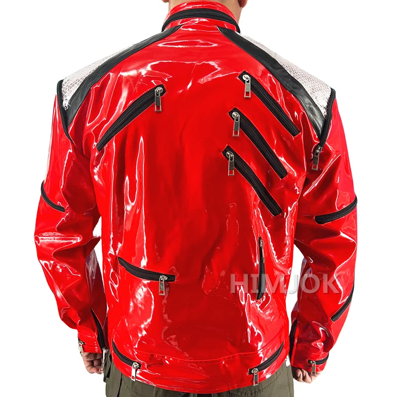 Color: Red, Size: 5XL - Michael Jackson Costumes Jacket Beat It for Adults Cosplay Impersonate Halloween Christmas