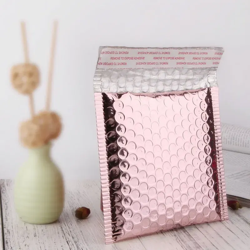 Color: Burgundy, Gift Box Size: 15.5x10.5x8.5cm, Gift Bag Size: 9x15cm - 10pcs Multi-Size Rose Gold Aluminum Foil Shipping Mailing Bags Waterproof Express Bubble Bags for Gift Packaging Envelope