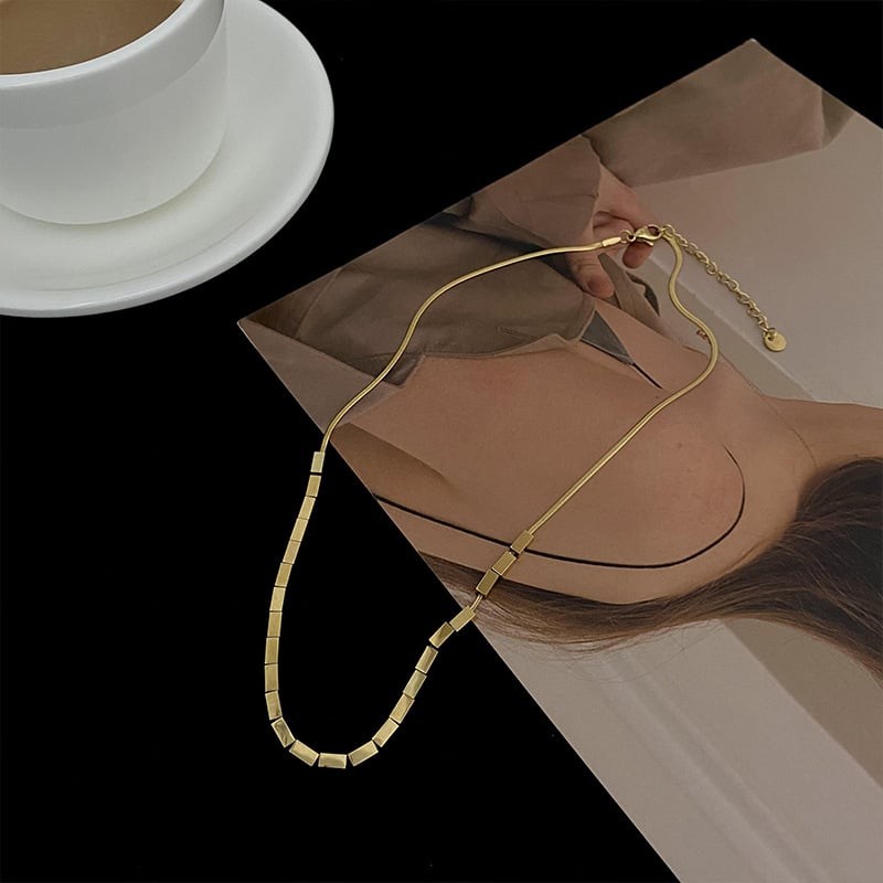 String Square Beaded Necklace