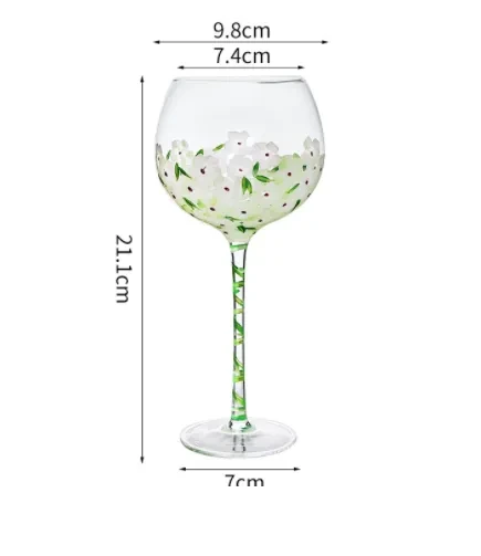 Hand Painted Flower Wine Glass Wine Wine Colored Crystal