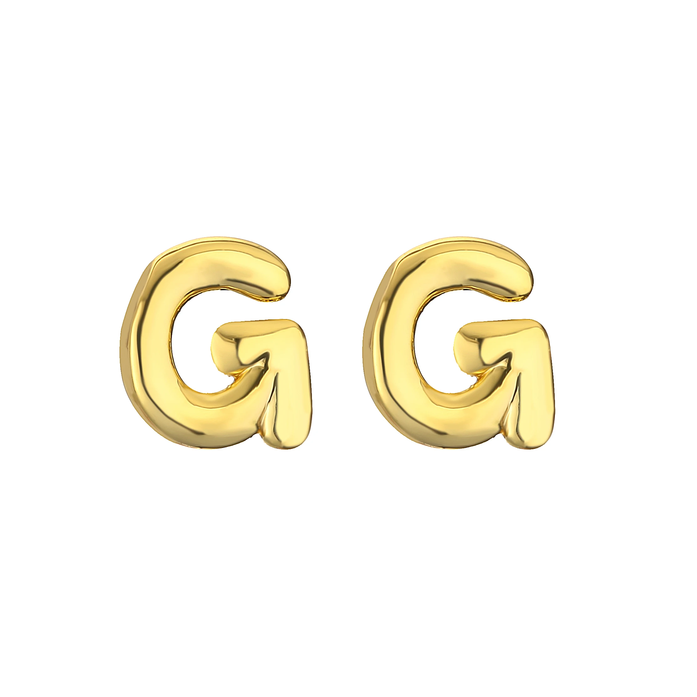 Metal Color: Light Yellow Gold Color, Ships From: CHINA, Main Stone Color: Silver - HECHENG,Initial Letter Earring For Women Men  A-Z 26 Letters Stud Earrings,Brass 18K Plated ear stud Jewelry