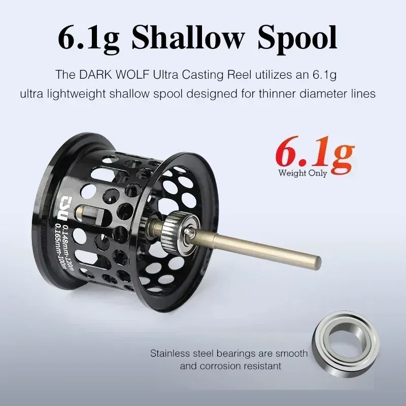 Color: Lawngreen - TSURINOYA 135g Bait Finesse Low Profile Baitcast Reel Dark Wolf 50S 4kg Ligh Game Casting Fishing Reel 7.1:1 6.1g Shallow Spool