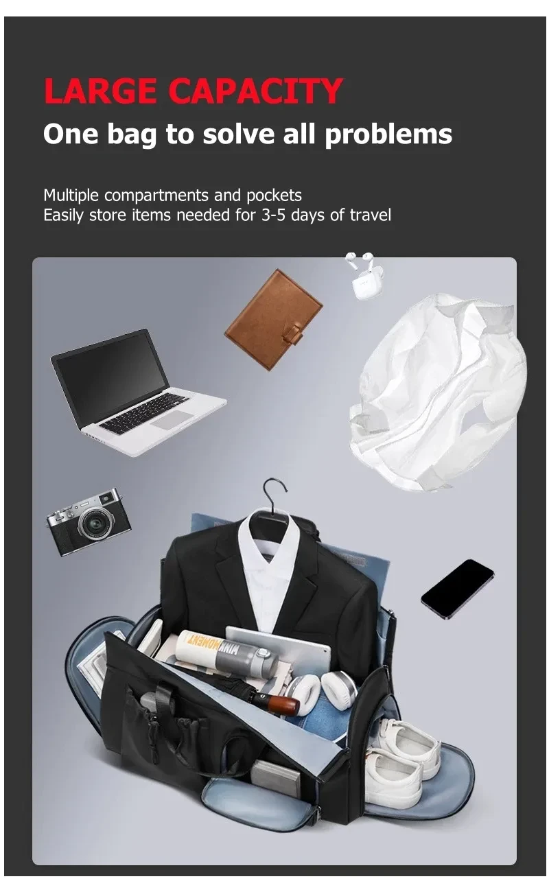 High Quality Waterproof Suit Bag For Men Large Capacity Travel Bag With Shoe Compartment Dry And Wet Separation Travel Organizer