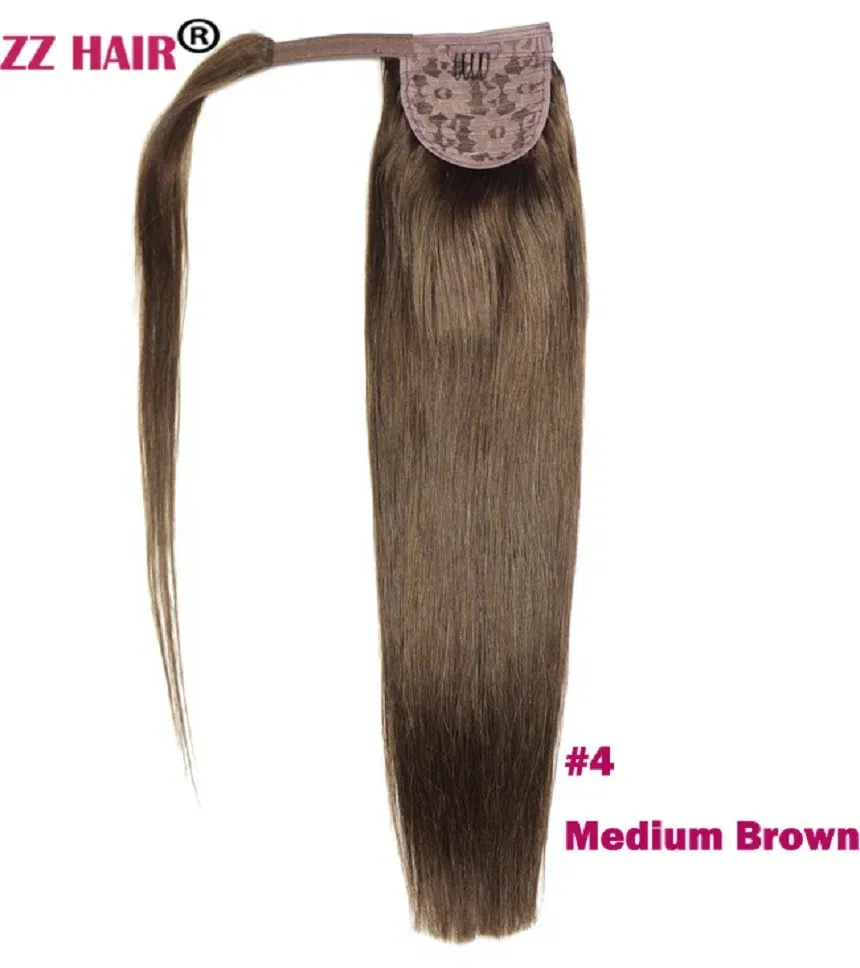 Color: #2, Life Span: 6 Months With Proper Care, Stretched Length: 24inches, Longest Hair Proportion: 35%-45% - ZZHAIR 100% Human Hair Extensions 16"-28" Machine Made Remy Magic Wrap Around Ponytail 60g-120g Clip In Horsetail Stragiht