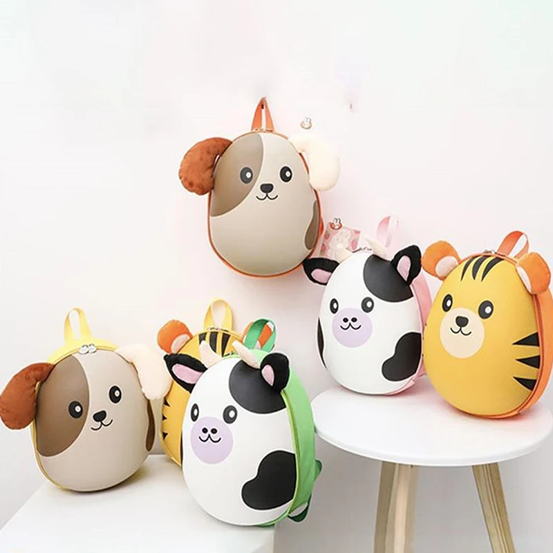 Color: Black - New Cartoon Fashion Kids Backpack Eggshell Bag Super Cute Animal Backpack Kindergarten Schoolbag Male And Female Baby Backpack