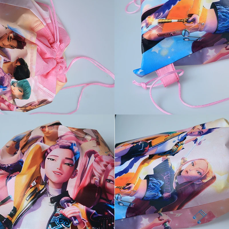 Color: WHITE, Size: 25cm, Ships From: CHINA - Kpop Demon Hunters Backpack 34*27cm Singer Bags Children's Toy Drawstring Bag Party Favors Kid Birthday Party Supplies Gifts Toy