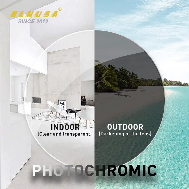 Lenses Color: PURPLE, Lens Index: 1.61 - BLMUSA Photochromic Anti Blue Light Series Hyperopia Myopia Lens 1.56 1.61 1.67 1.74 Prescription CR-39 Resin Aspheric Lenses