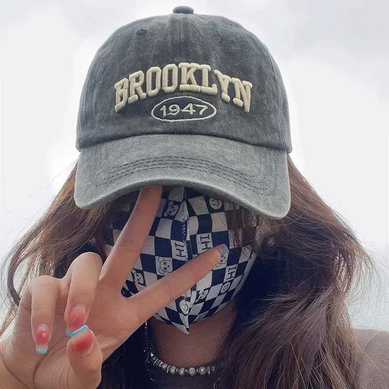 Color: WHITE - Brooklyn Alphabet Baseball Cap Men Women's Cowboy Baseball Cap Summer Cotton Hat Snapback Hip-Hop Hat Casual Gorra Hombre Visor