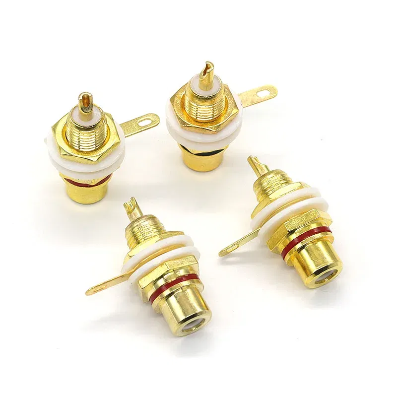 Color: army green - 1 Pair RCA Female Socket Connector Chassis Panel Mount Adapter Audio Terminal Plug 3.5mm Plug AV Plug