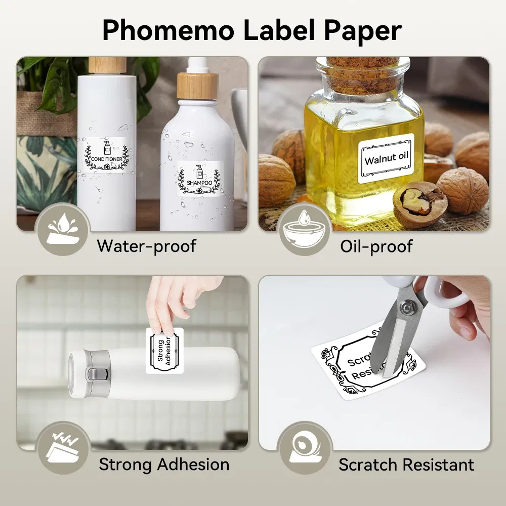 Color: WHITE - Phomemo Label Maker Paper M110 Label Adhesive Paper White Waterproof Thermal Sticker for M110 M221 M200 M220 Portable Printer