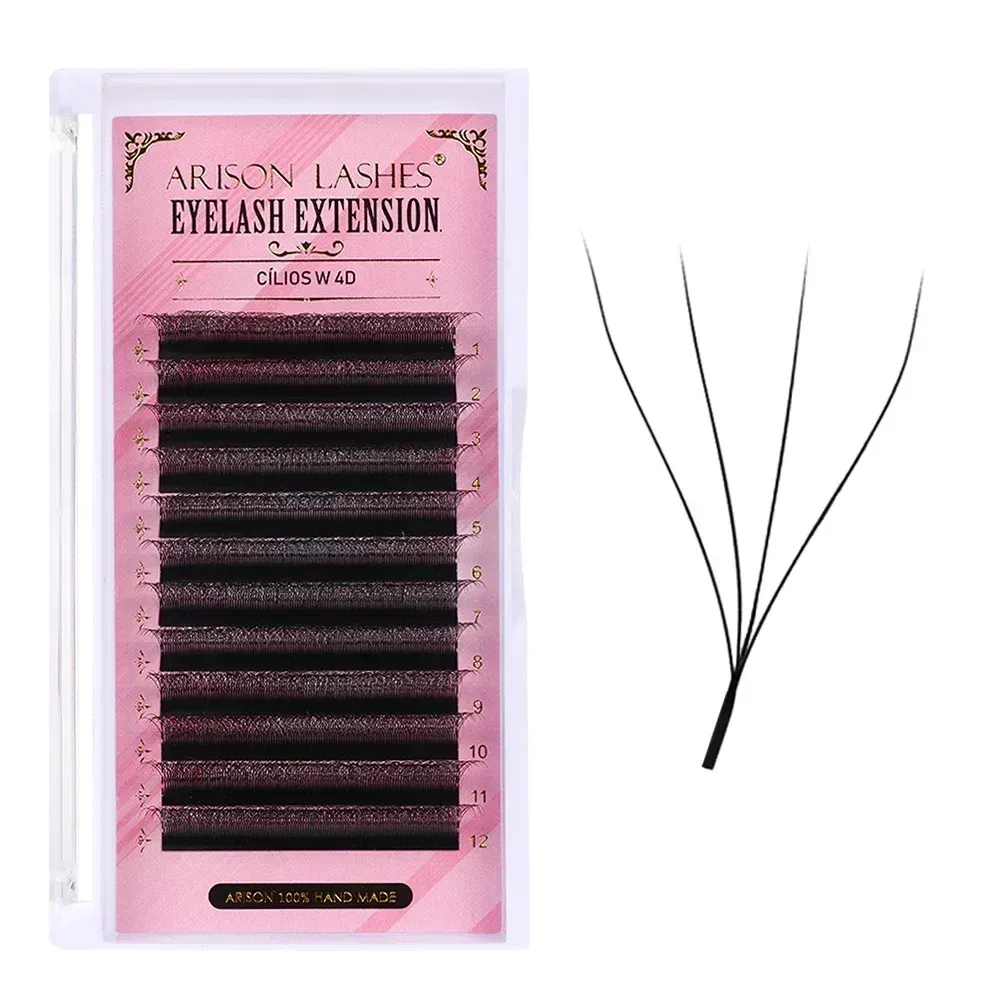Color: Brushed Brass, Curl: C, Thickness: 0.07mm, Length: 11mm - ARISON LASHES W Shape 3/4/5/6D Eyelashes Extension Premade Volume Fans YY-shape Lashes Faux Mink Soft Easy Faning Natural Lashes