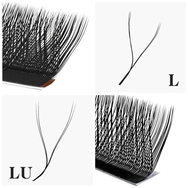 Color: Rose Red, Curl: LU, Thickness: 0.07mm, Length: MIX - NATUHANA W Lashes Extension L LU(M) Curl Individual Mink YY Lashes 3D W-shaped Volume Fan Eyelash Extension