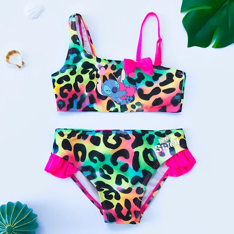 Color: army green, Size: XXS - Lilo Stitch Gilrs Bow Bikini Set Trendy Two-Piece Swimsuits for Summer Stylish Beachwear Pool Fashion Bathing Suits 3-12Y