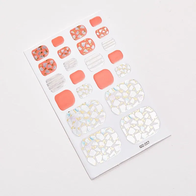Color: Black/Gold - 22 Tips/Sheet Valentines Loveliness Full Cover Nail Stickers Fashion Nail Stickers Nail Sticker Set Designed Nail Tape Shiny