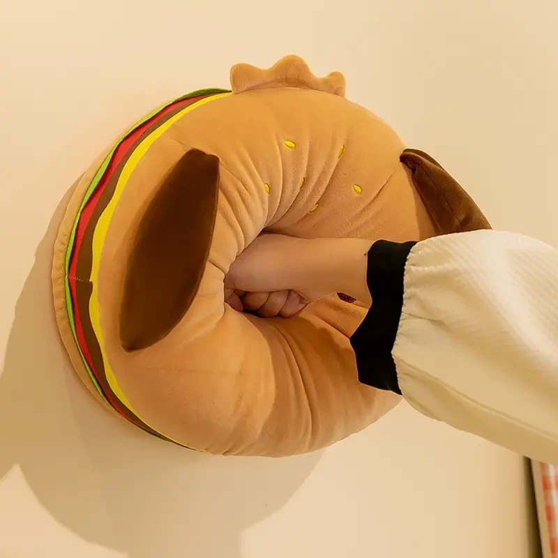 Adorable Cartoon Puppy Hamburger Plush Toy