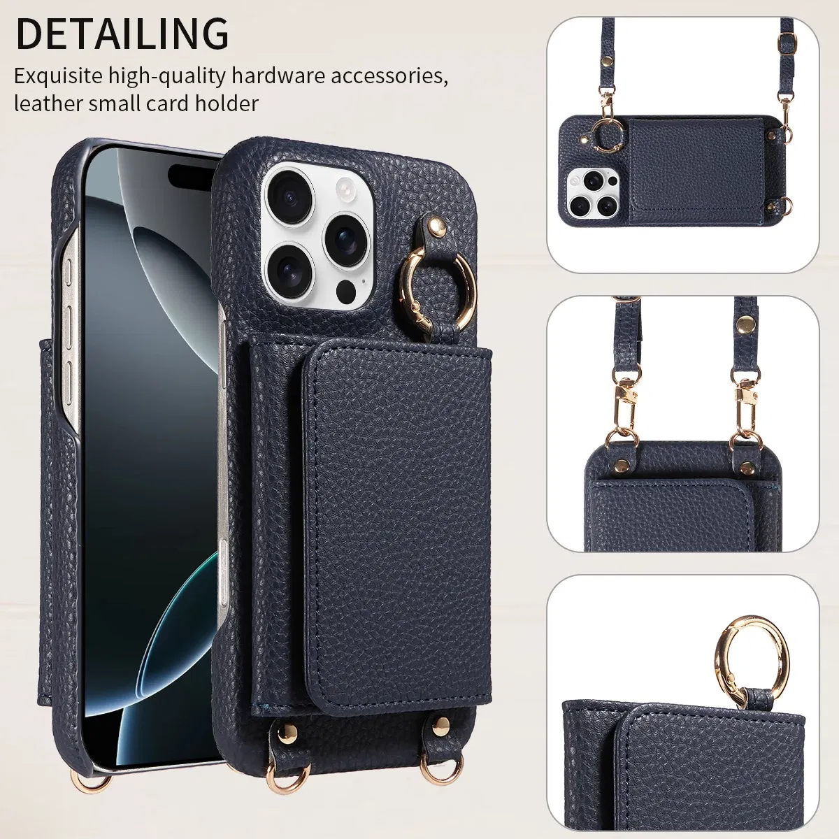 Color: Blue, Bundle: Case & Strap, Material: Artificial Leather, Compatibility by Model: iPhone 13 Pro - For IPhone16 15 Pro Max 14 13 12 Series PU Leather Magsafe Magnetic Wireless Charging Shockproof Crossbody Wallet Phone Case