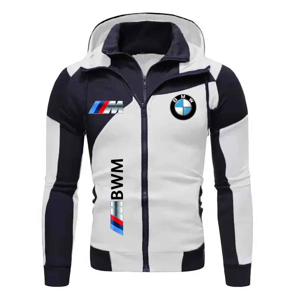 Color: Gold, Size: L, Ships From: CHINA - Motorcycle Jacket, BMW Logo Printed Cotton Sweatshirt, Hooded Sweatshirt, BMW Logo Autumn Men's Double Zipper Cardigan Jacket ..