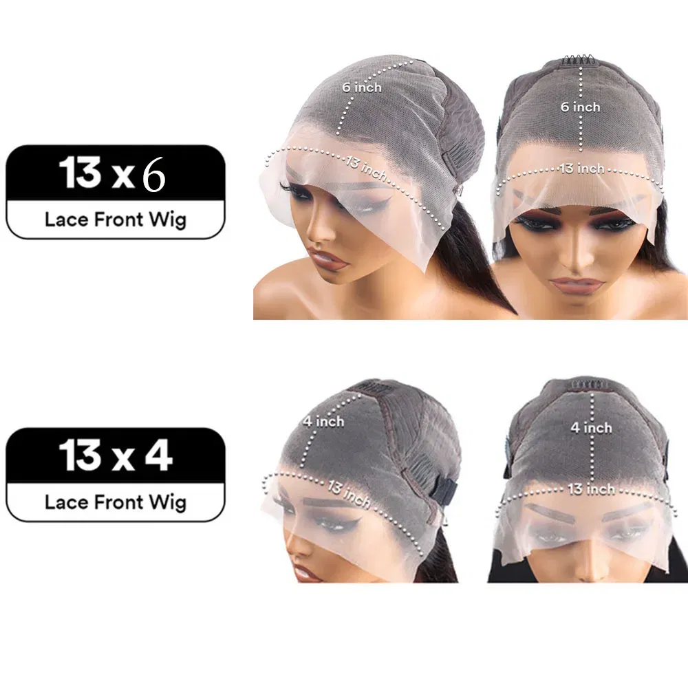Hair Color: #6, Stretched Length: 32inches, Density: 180%, Ships From: CHINA - 30 38 Inch 13x6 HD Body Wave Lace Front Wig Pre Plucked Black Loose Wave 13x4 Lace Frontal Wig 100% Human Hair Wigs For Women