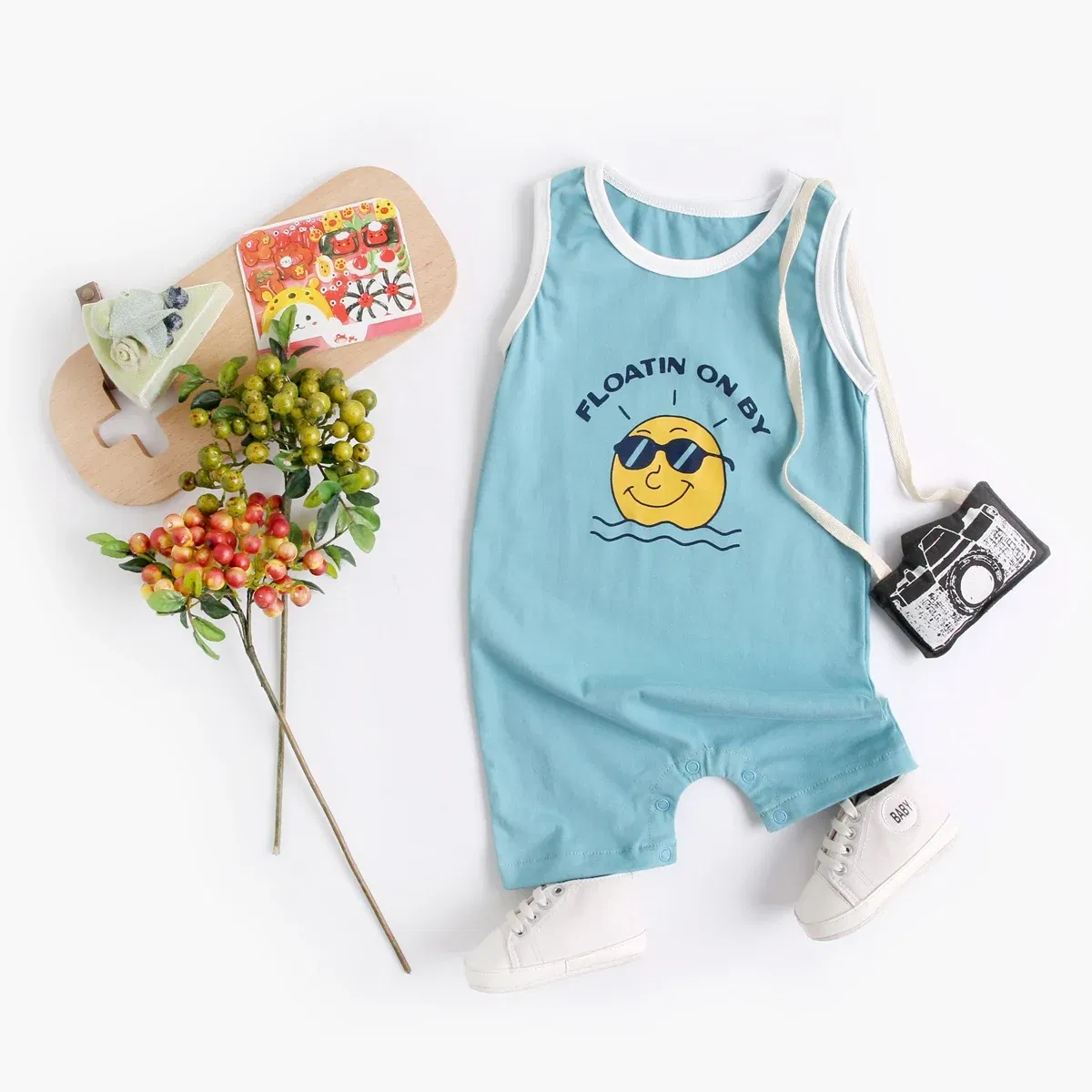 Color: Blue, Kid Size: 24M - Sanlutoz Summer Baby Boys Rompers Short Sleeve Cartoon Toddler Boys Clothing Outfits Fashion