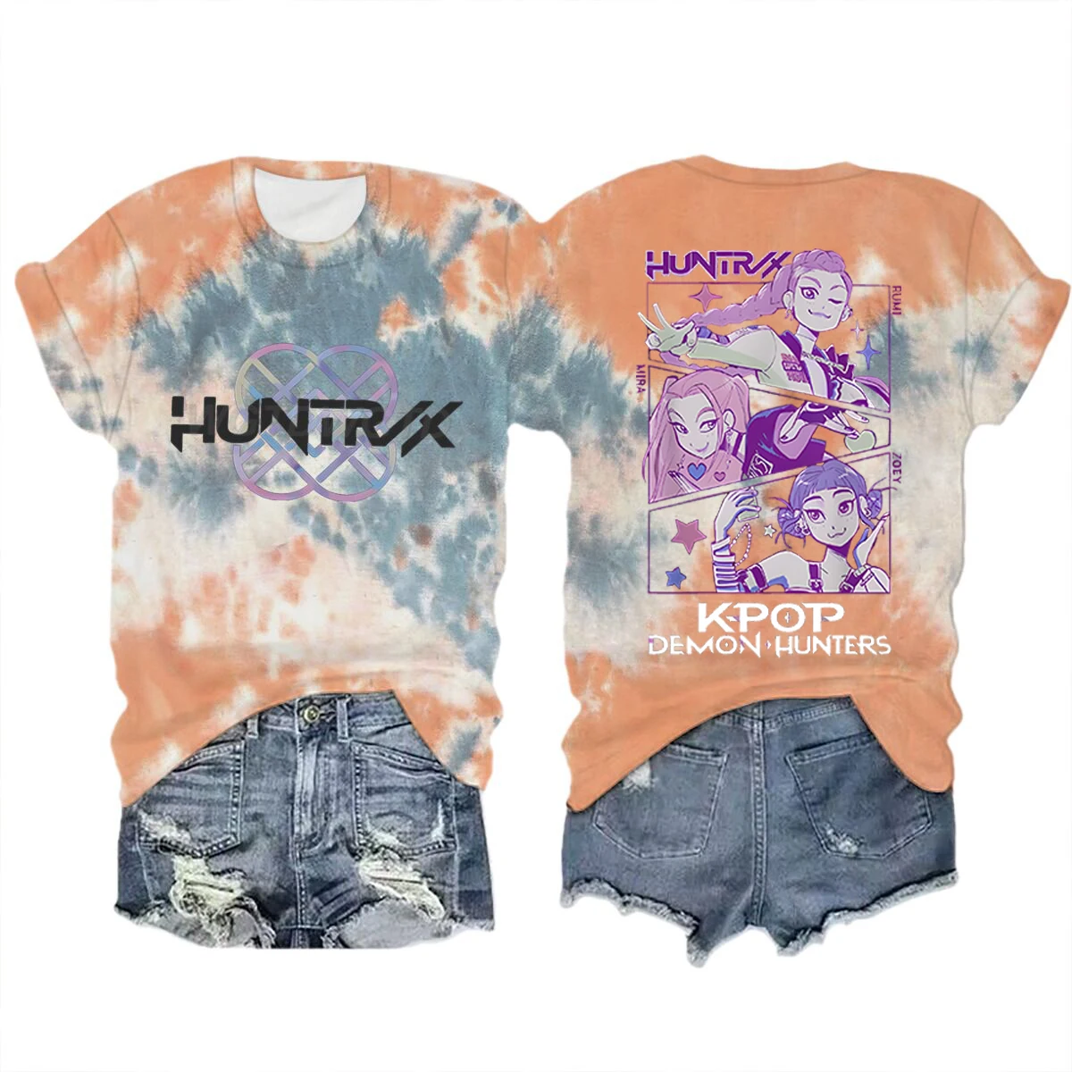 Color: Burgundy, Size: XS?€old?‰ - Movie Characters T-shirt Tops Tie-dye Men's Women's Clothing Round Neck Short Sleeve T-shirt Street Style T-shirts