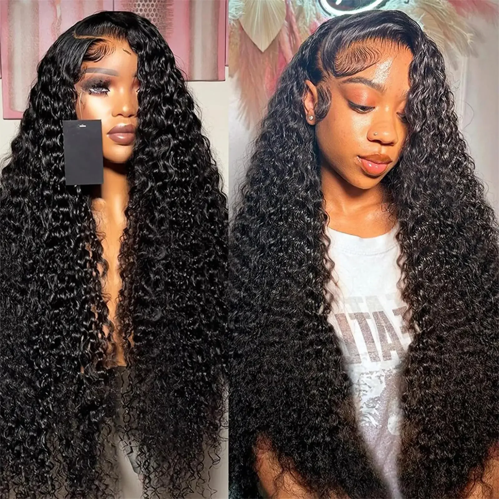 Color: #12, Ships From: CHINA, Stretched Length: 18inches, Density: 180% - Curly Human Hair Wigs For Women Water Wave Lace Front Wig 13x4 13x6 Lace Frontal Deep Wave Wig 100% Human Hair Hd Lace Wigs