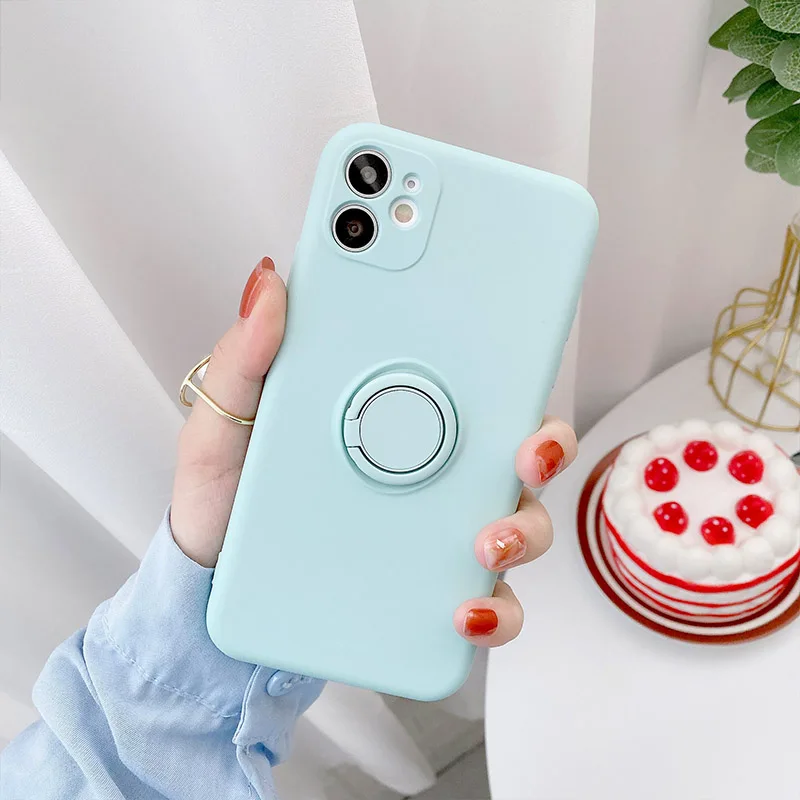 Color: Khaki, Compatible-Phone Models: For iPhone 16, Ships From: CN - With Ring Holder Shockproof Case For IPhone 16 15 14 13 12 11 Pro Max Silicone TPU Soft Back Cover