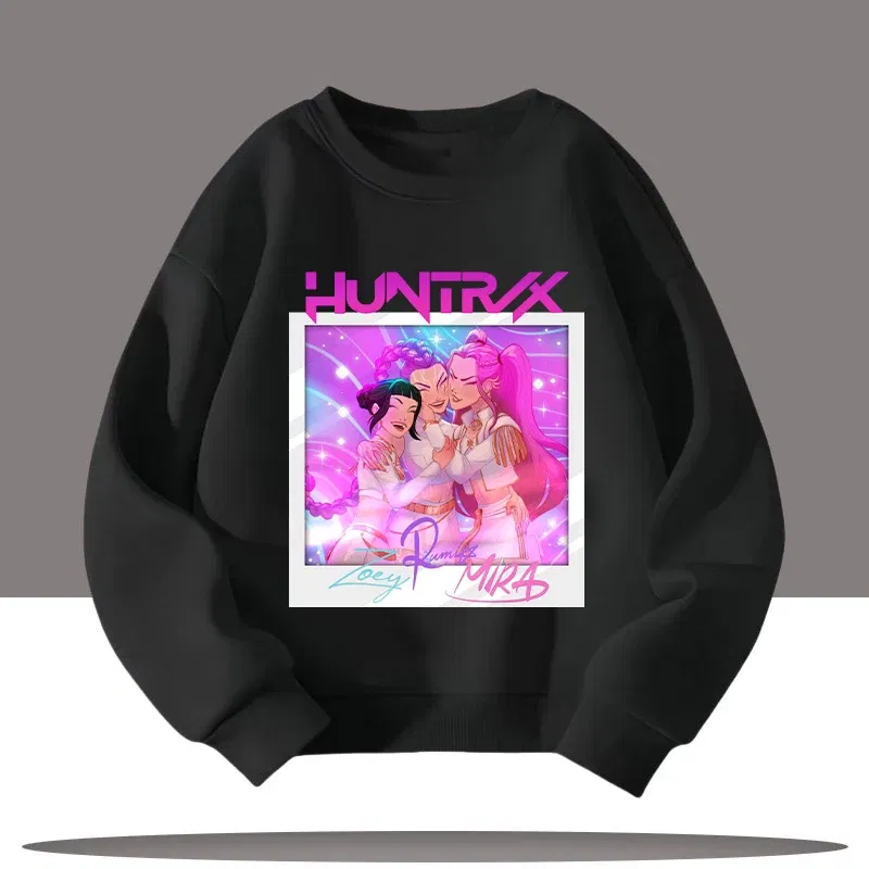 Color: GRAY, Kid Size: 6 - Children's Clothing K-pop Demon Hunters Cartoon Print 3-12 Year Old New Style Kids Round-neck Sport Shirt Cute Girl Casual Top