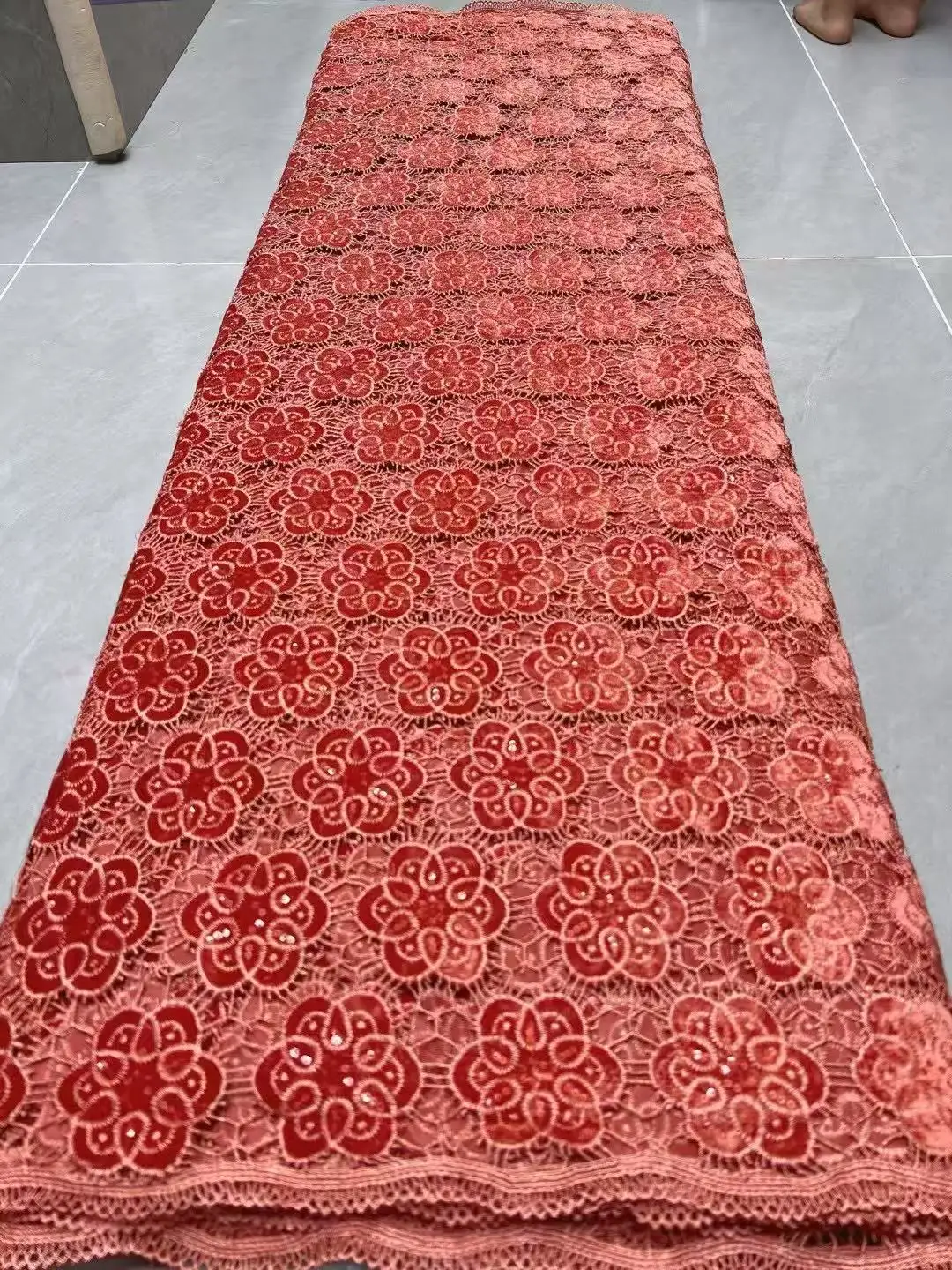 Color: Beige, Width: 120cm, Length: 5 yards - Laser Cut Guipure Velvet Lace Fabric 2025 African Nigerian French Velvet Lace Fabric Luxury Korea Lace For Wedding Party Sewing